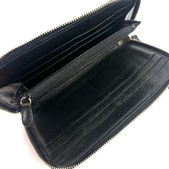 Brighton Wallet Black Croc Embossed Leather Organizer Clutch Wristlet - Picture 4 of 9